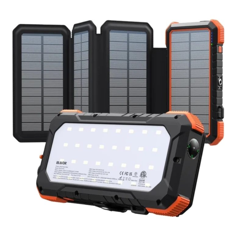 BLAVOR 20,000mAh solar power bank with foldable panels