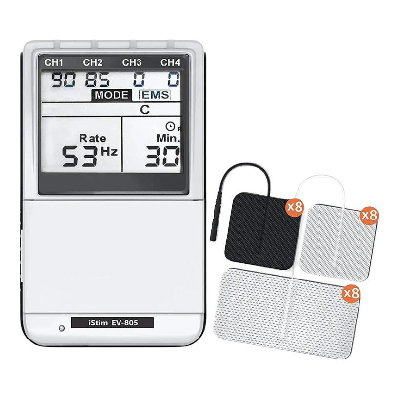 iSTIM EV-805 TENS EMS unit with electrode pads